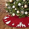 Dremisland Christmas Tree Skirt Cable Knit Knitted Thick Rustic Tree Skirt for Xmas Holiday Decoration 3D Elk and Christmas Tree 36in Red