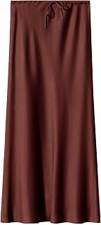 Faldas Midi Plisadas Falda Larga para Mujer Falda de Color sólido con cordón de Talle VeranoMujer Faldas Fiesta Elegante Tallas Grandes Vestidos De Fiesta