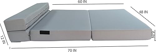 Miniatura 4 de D&D Futon Furniture Colchón plegable portátil, camas de invitados de estudio, colchones de caravana, espuma de alta densidad (gris, 6 x 48 x 80)