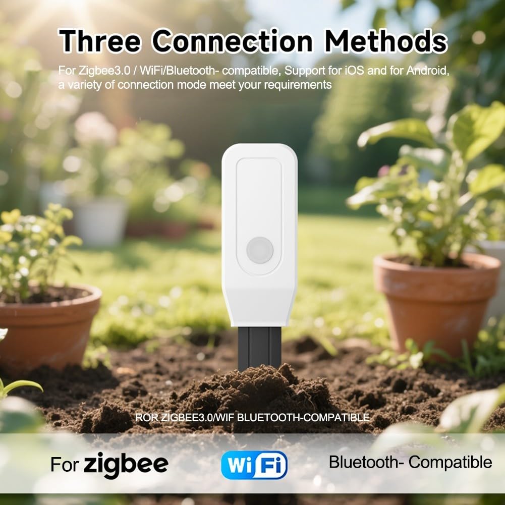 Sensore del suolo, per Tuya WiFi per Zigbee Tester del suolo Monitoraggio accurato della temperatura dell'umidità, l'app Smarts Life tiene traccia dei dati (per Zig-bee)