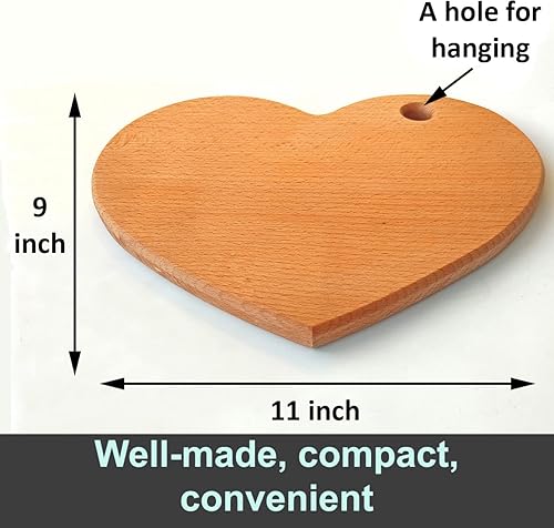 Vista 11 de ECOSALL Tabla de cortar de madera maciza en forma de manzana con mango para frutas, verduras, queso, pequeña tabla de pan de madera, plato