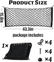 Vista 2 de Red de carga elástica, ajustable y elástica, organizador de carga para maletero, red organizadora de almacenamiento con ganchos, accesorio universal