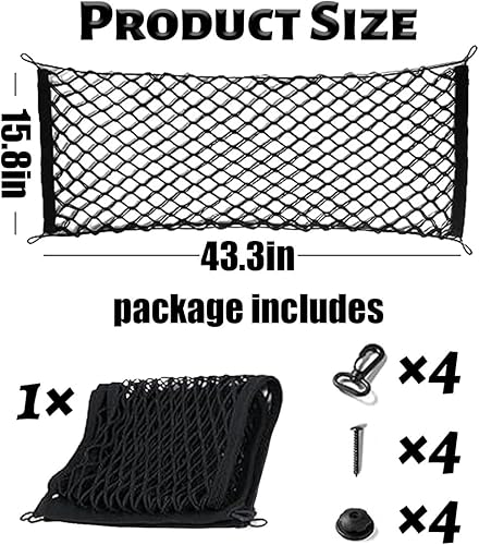 Miniatura 2 de Red de carga elástica, ajustable y elástica, organizador de carga para maletero, red organizadora de almacenamiento con ganchos, accesorio universal