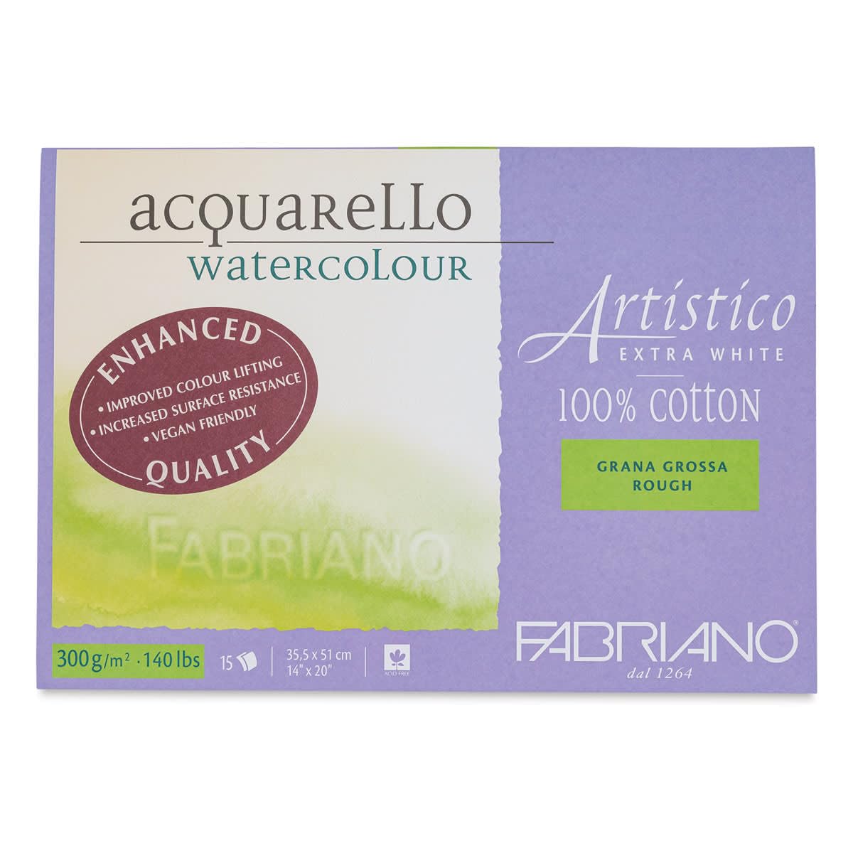 Fabriano Blocco Acquerello, Carta, Extra White, 14x20