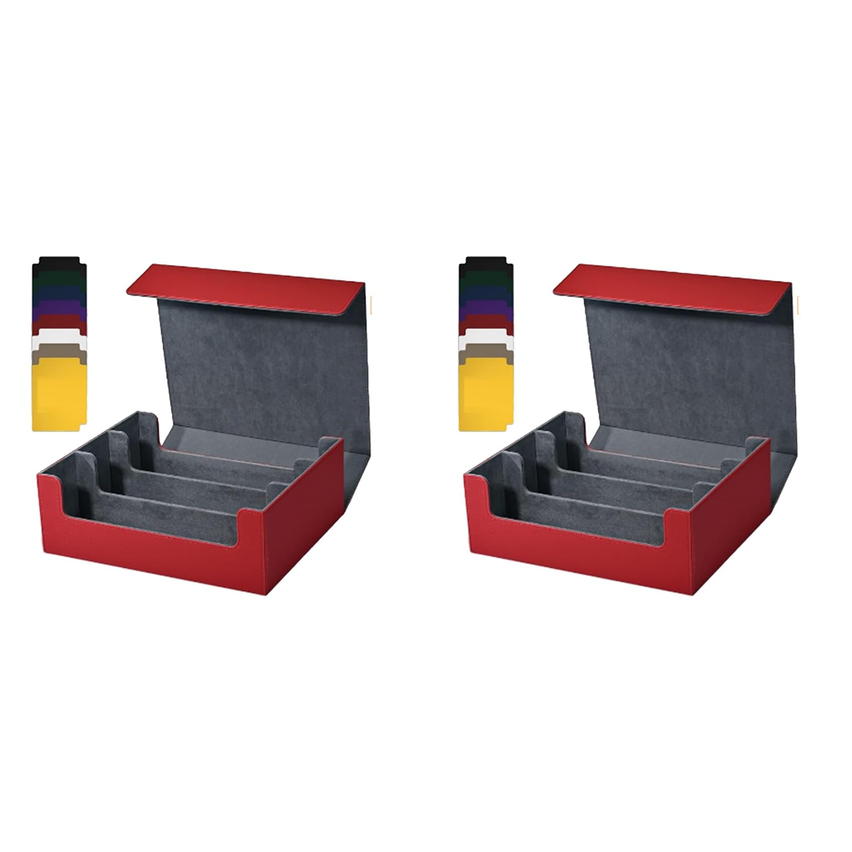 2X Scatola Porta Carte per Carte Collezionabili, per Mazzo di Carte 1800+ PU, Scatola Porta Carte con Chiusura Magnetica per Carte da Gioco Magnetiche Rosso