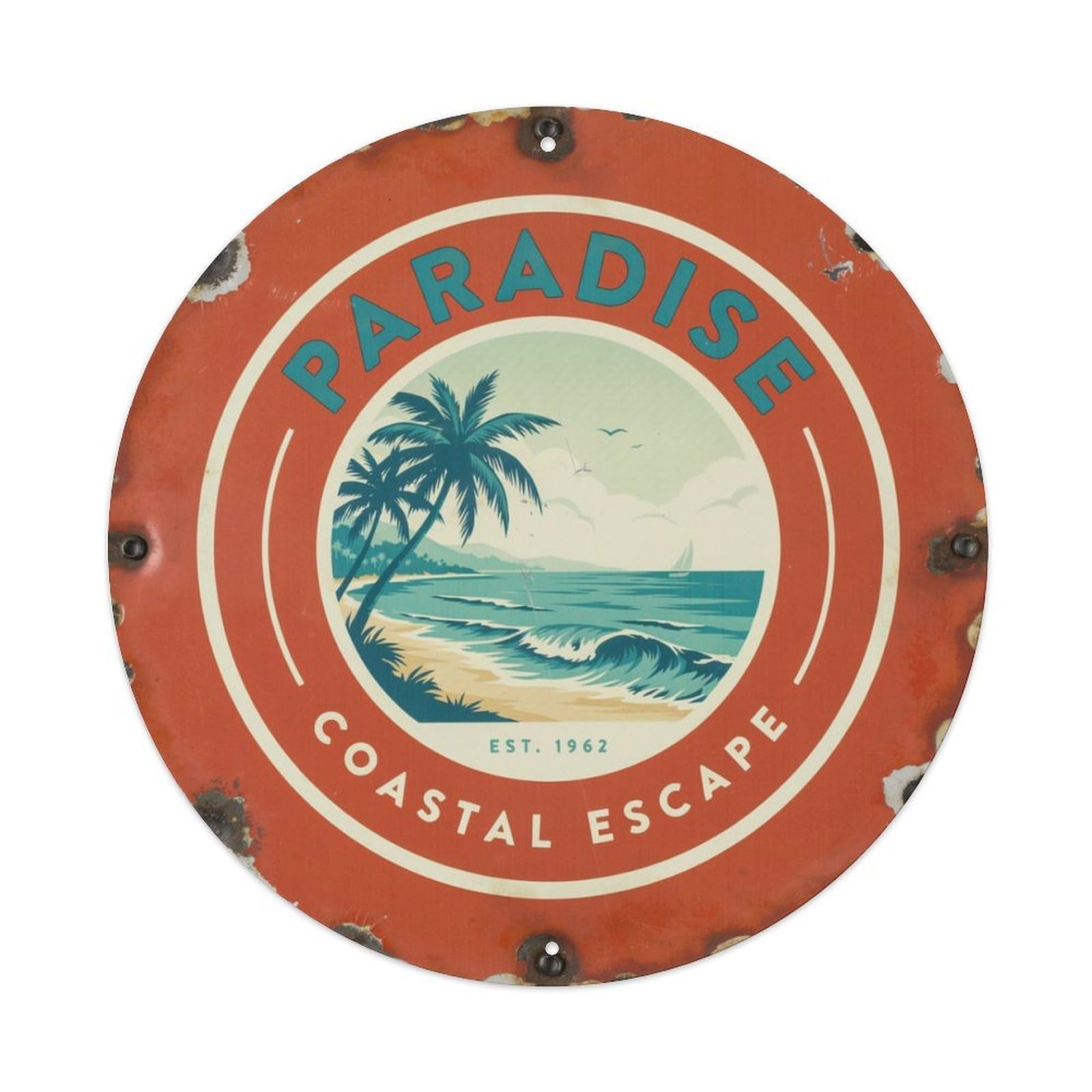 Retro-Tropical-Beach-Sign Metal Tin Sign Plaque
