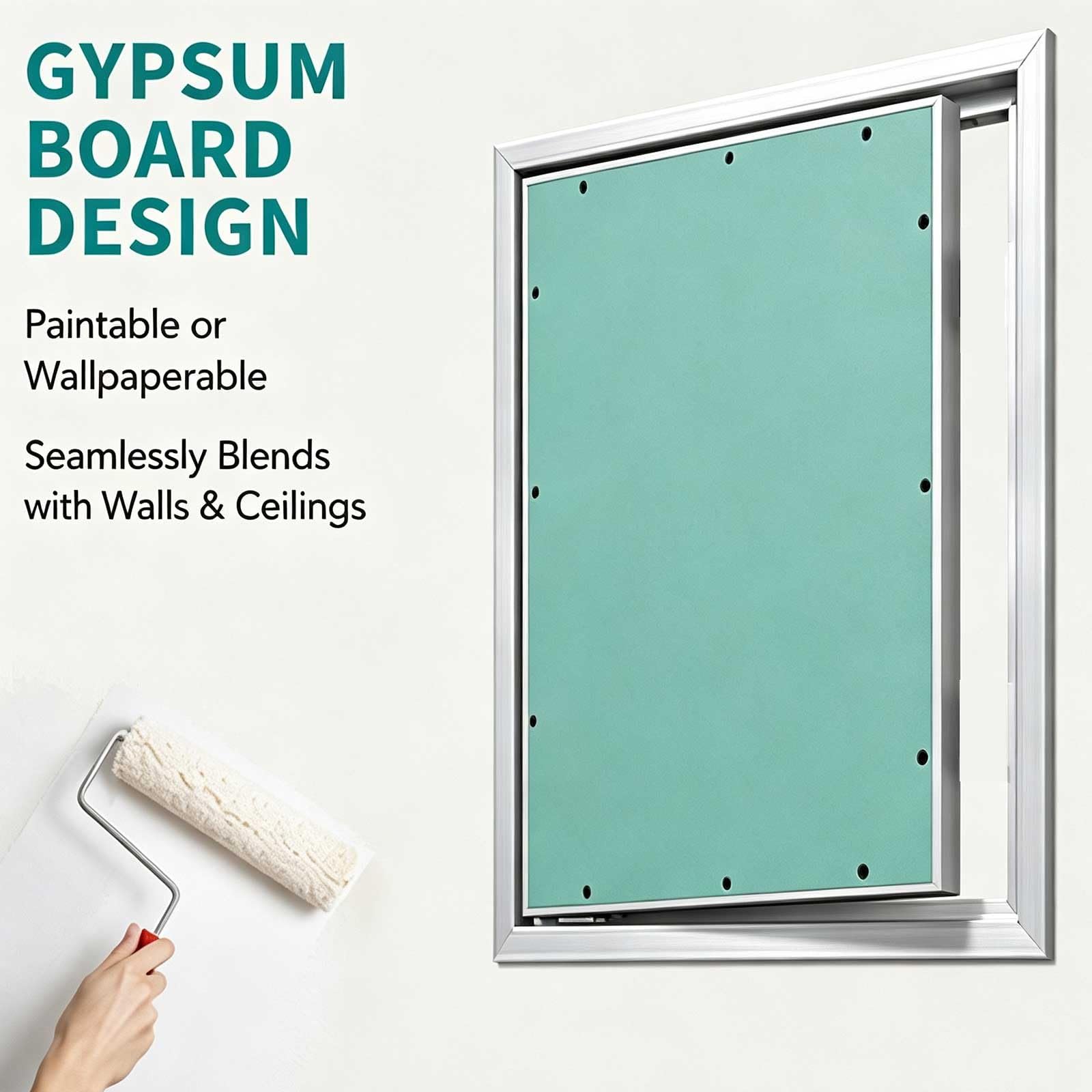 Trampilla Pladur, Pintable, Tapa Cuadro Electrico Rectangular Empotrada Oculta | Trampilla Acceso con Apertura de 120° para Paredes, Techos, Sistemas de Aire Acondicionado(400x600mm/15.7x23.6in)