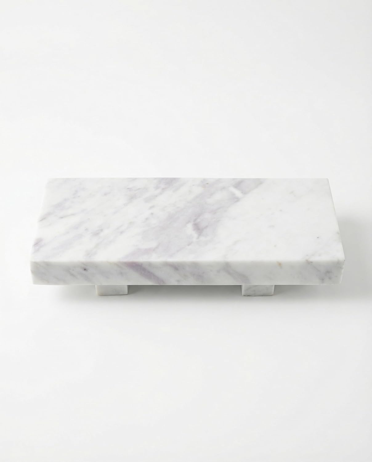 OOBOOB Bathroom Counter Organizer Marble Pedestal Stand, Natural Stone Bathroom Tray, Decorative Soap Tray for Kitchen Counter Decor, Vanity Countertop, Ideal for Marble Enthusiasts