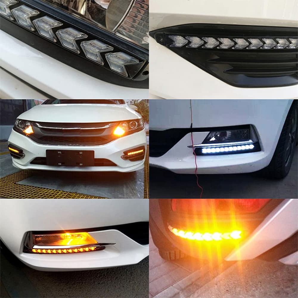 2 Pièces Voiture LED Feux Diurnes DRL Jaune Clignotant Lumière Dynamique Streamer Bande Universelle Antibrouillard