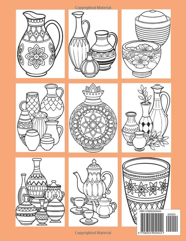 Pottery Coloring Book: Ceramic Art | Bold and Easy 50 Designs to Color or Inspiration for Craft Projects | 8.5x11 Inches | For Adults and Kids (Bold and Easy Coloring Books) image 3