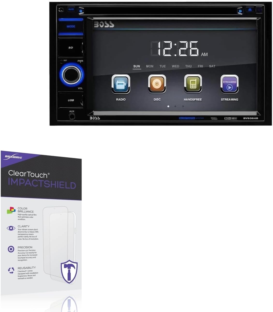 BoxWave Screen Protector Compatible With BOSS Audio BV9364B - ClearTouch ImpactShield (2-Pack), Impenetrable Screen Protector Flexible Film