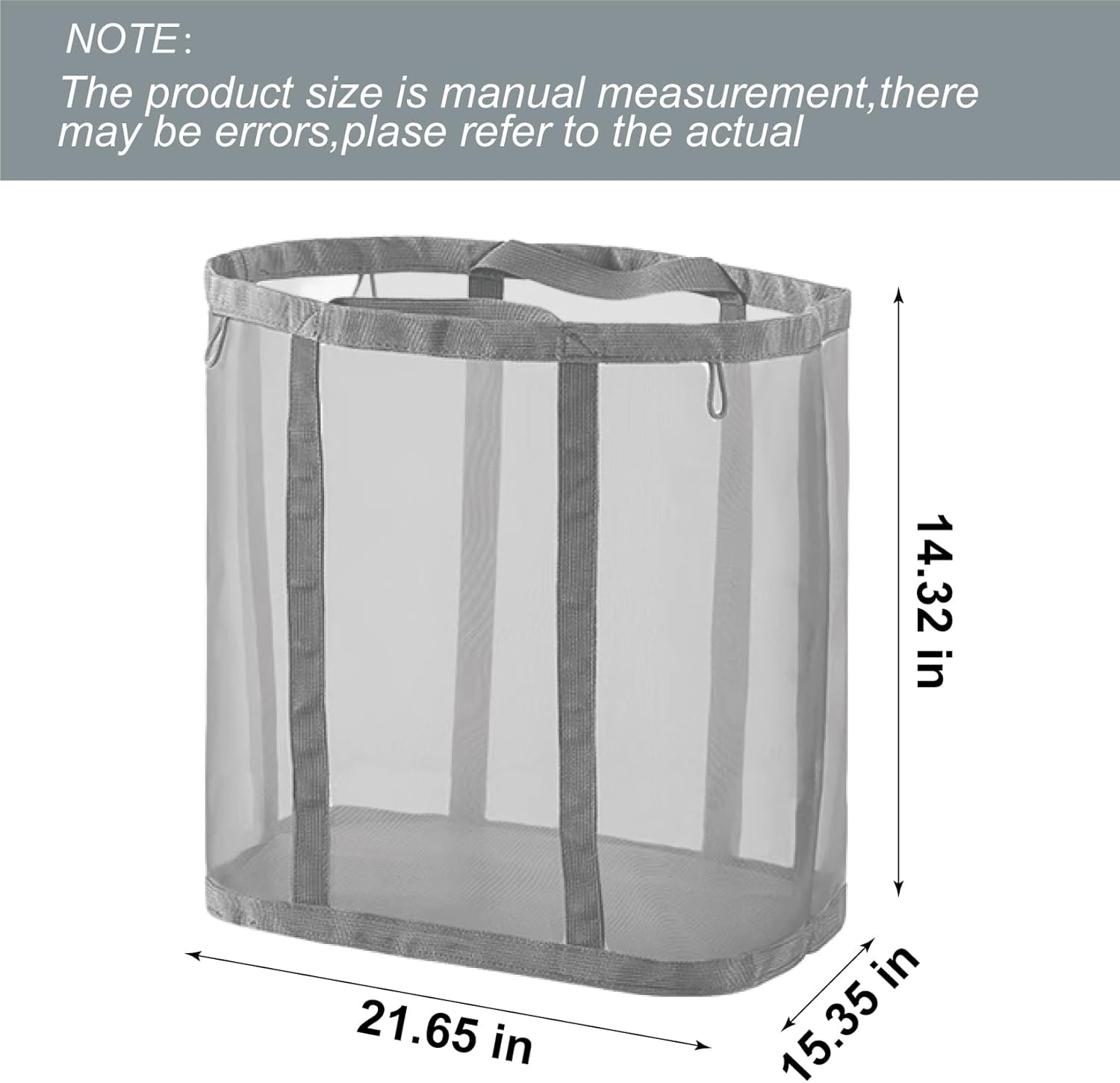 Mesh Bag with Handles, Collapsible Laundry Basket, Foldable Laundry Bag, Breathable Folding Beach Bag,Space-saving Travel Tote Bags (2, Grey&Black)
