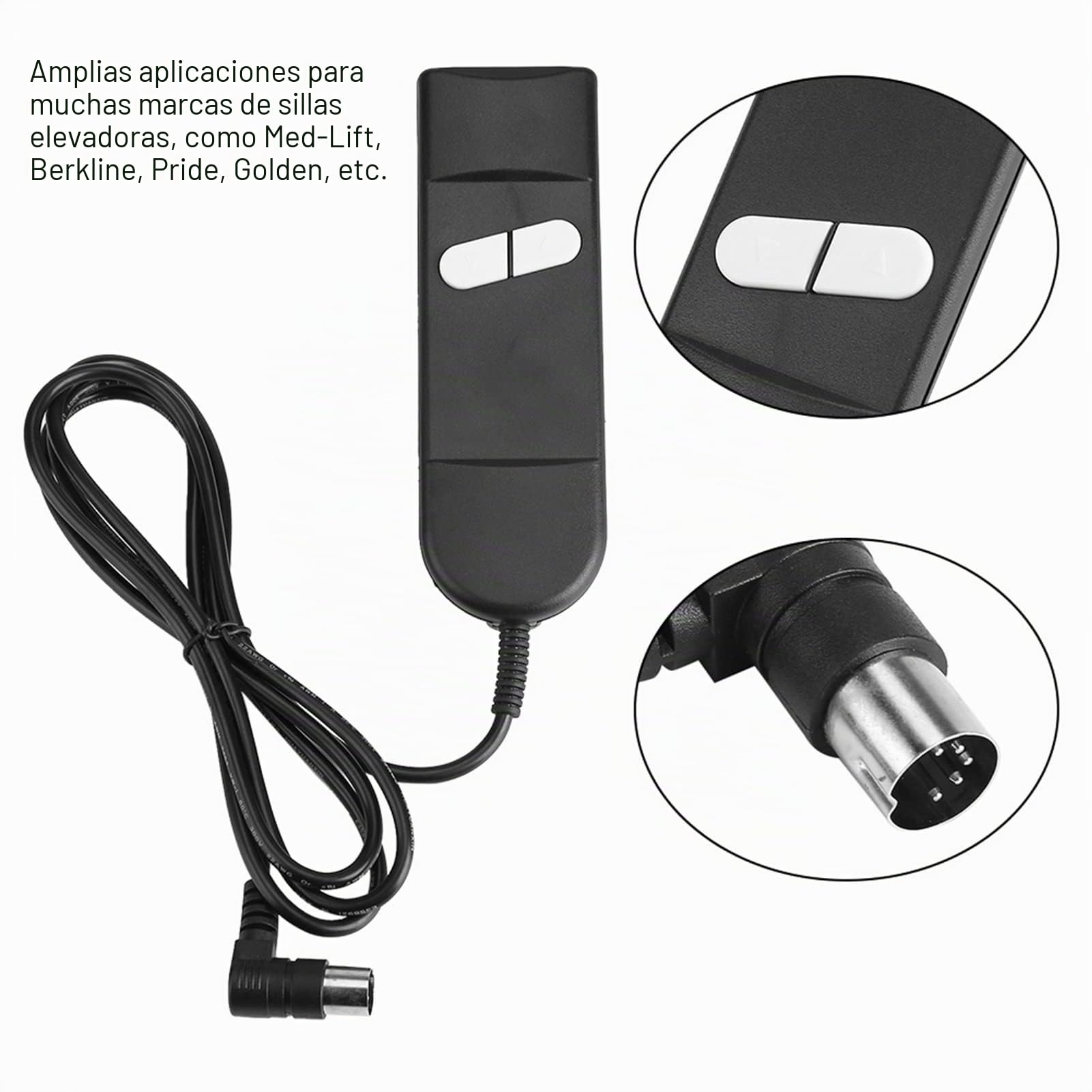Control Manual con 2 Botones y Conector de 5 Pines, Mando a Distancia para sillón Elevador o sillón reclinable eléctrico