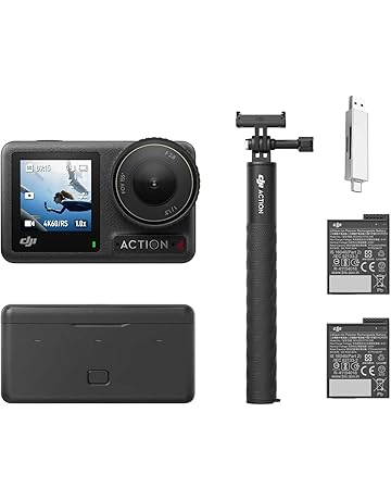 DJI Osmo Action 4 Essential Combo, Action Camera 4K/120fps with a 1/1.3-Inch Sensor, Stunning Low-Light Imaging Underwater Camera, 10-bit & D-Log M Color Performance Vlogging Camera, 1770mAh Battery