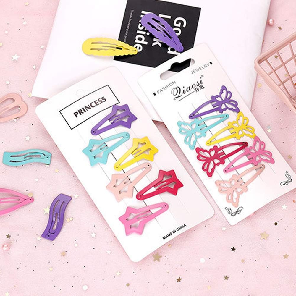 60 Pcs Non-Slip Snap Hair Clips with 60 Pcs Elastic Hair Bands Candy Color Metal Barrettes Star Butterfly Heart Hairpin for Kids Girls and Women Hair Accessories - Image 5