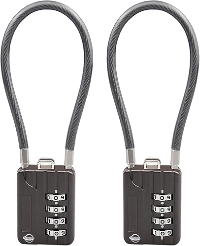 Miniatura 9 de Cerradura de combinación de cable de 4 dígitos de 7.1 pulgadas para casillero de gimnasio escolar, casco, archivadores, caja de herramientas, maleta