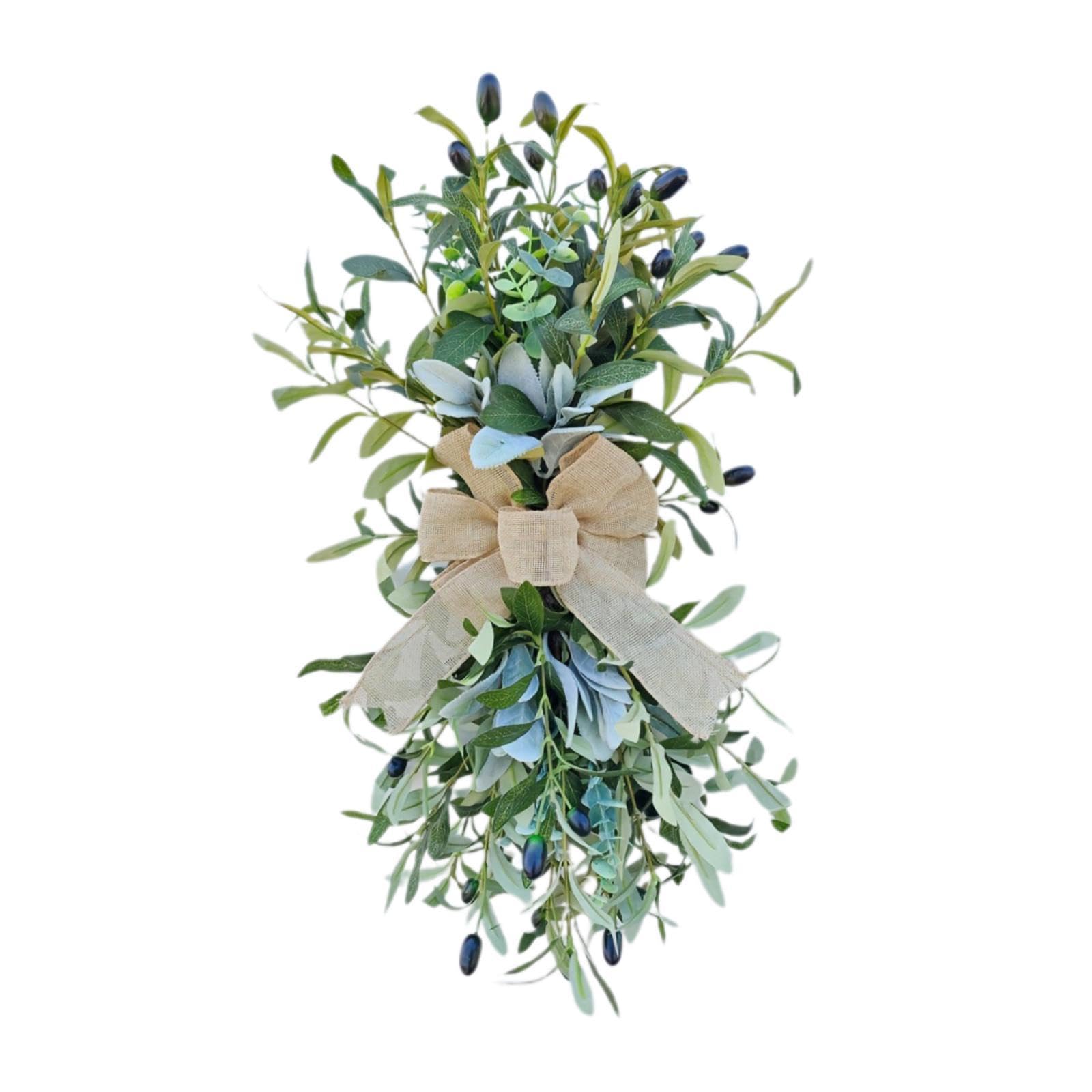 Couronne d'olivier artificielle de verdure pour porte d'entrée et mur