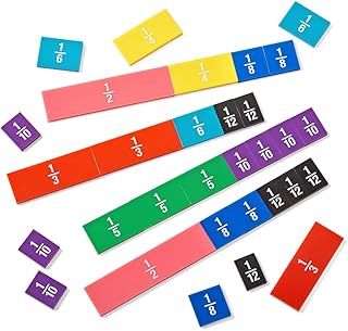 hand2mind Plastic Double-Sided Decimal and Fraction Tiles, Montessori Math Materials, Fraction Manipulatives, Unit Fraction, Fraction Bars Math Manipulatives, Homeschool Supplies (Set of 51)