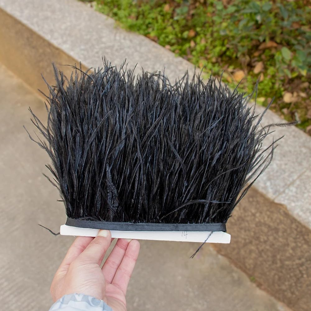 Bordure En Plumes D'autruche Naturelles - 10-15 Cm De Large, Longueur 3 M - DIY Décoration, Costumes, Couture