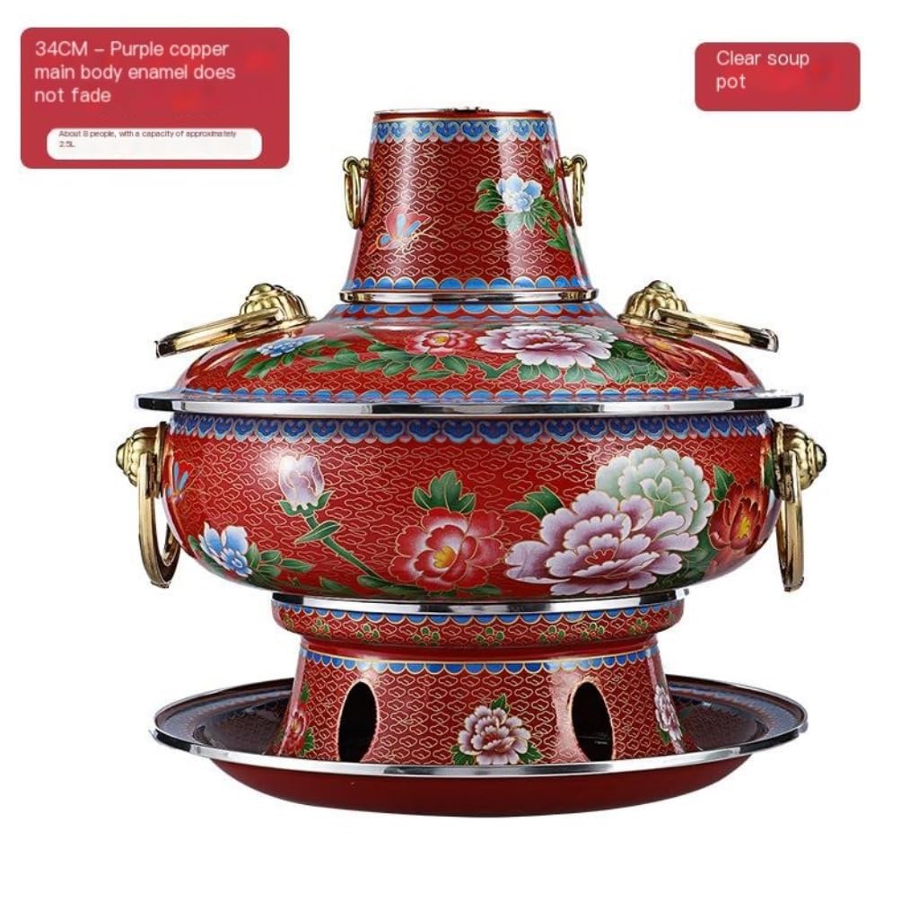 Traditioneller Kupfer Kochtopf - Cloisonne Emaille Antihaft