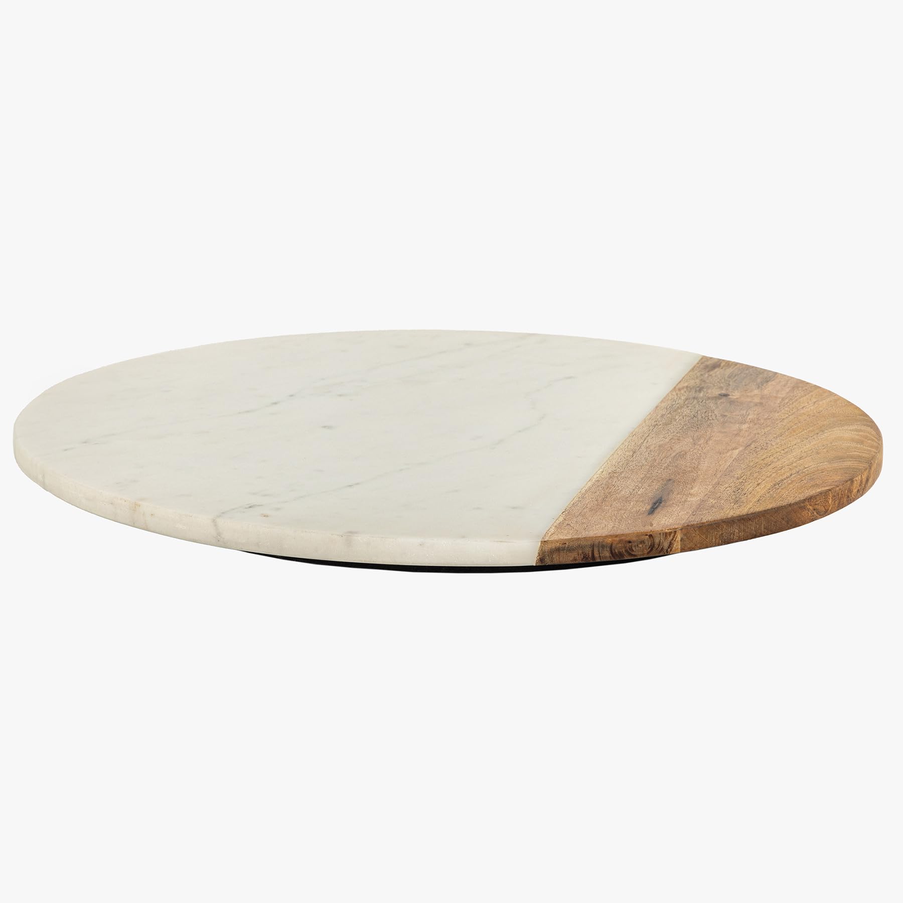Drehteller Servant 50cm - weiß Natur - Mangoholz Marmor handgefertigt | Massiv, Unikat, montiert geliefert, pflegeleichte Oberfläche, Maserung, Holzmerkmale, Servierteller, Platte
