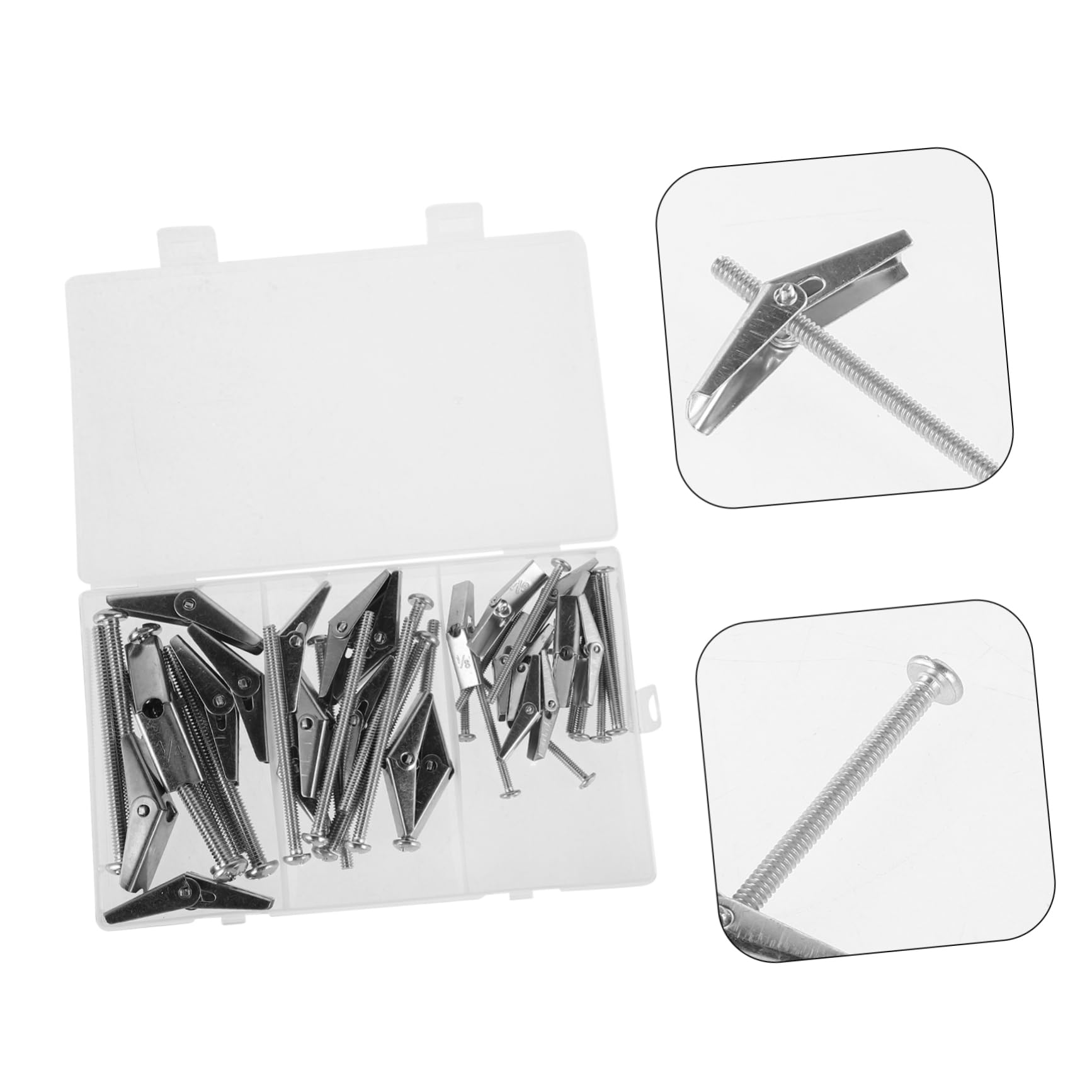 SOLUSTRE Galvanized Iron Toggle Bolts 24pcs Assortment Wing Nuts for Drywall and Furniture