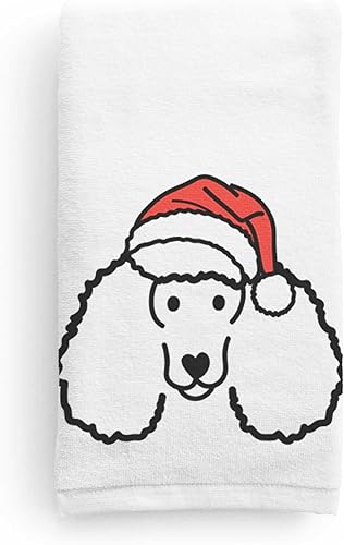 Miniatura 8 de Inkopious Toalla de mano decorativa con sombrero de Papá Noel, diseño de bulldog francés, decoración navideña para el hogar
