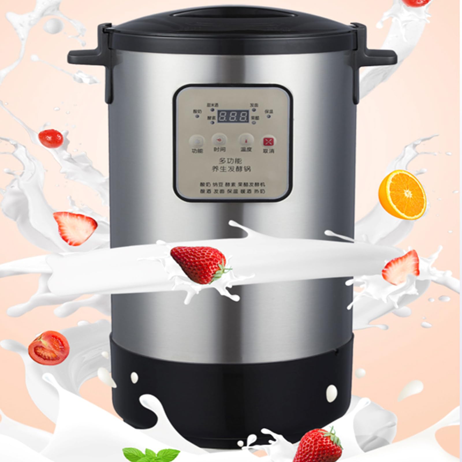 Tanque de fermentación totalmente automático de gran capacidad, máquina de yogur de frutas de 18 L, máquina de fermentación enzimática, acero inoxidable, temporizador digital
