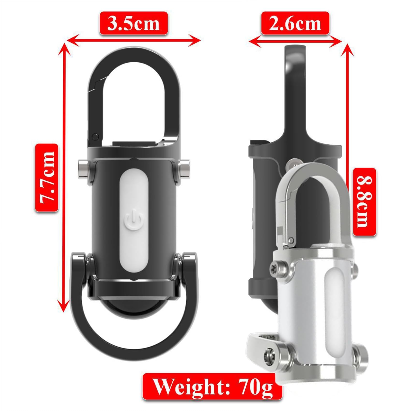 Mini lampe torche porte-clés, 1200 lm, ultra-lumineuse, étanche, Lumilink, lampe torche LED ultra-lumineuse avec batterie externe et 3 modes for l'extérieur, le camping et la randonnée(SilverX2-USB)