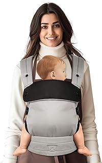 Babytrage für Neugeborene bis Kleinkinder, Ergonomische Bequeme und Leichte Tragetuch, Verstellbare Kopf- und Nackenstütze, Verbesserte Lendenwirbelstütze für Babys 4-20 kg 3-36 Monate, Grau