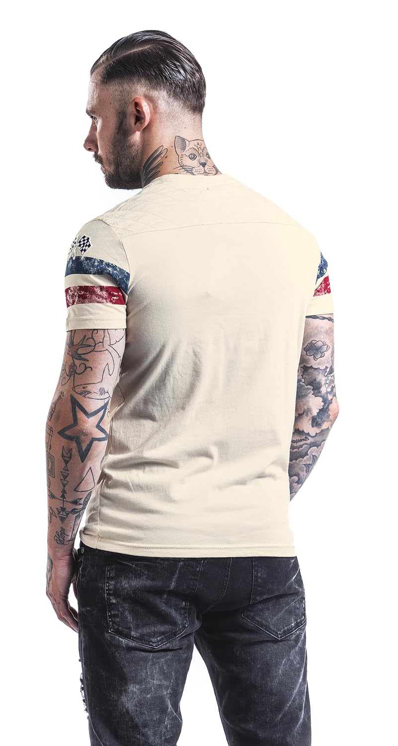 Goodyear Grand Bend Hombre Camiseta Beige 100% algodón Estrechos