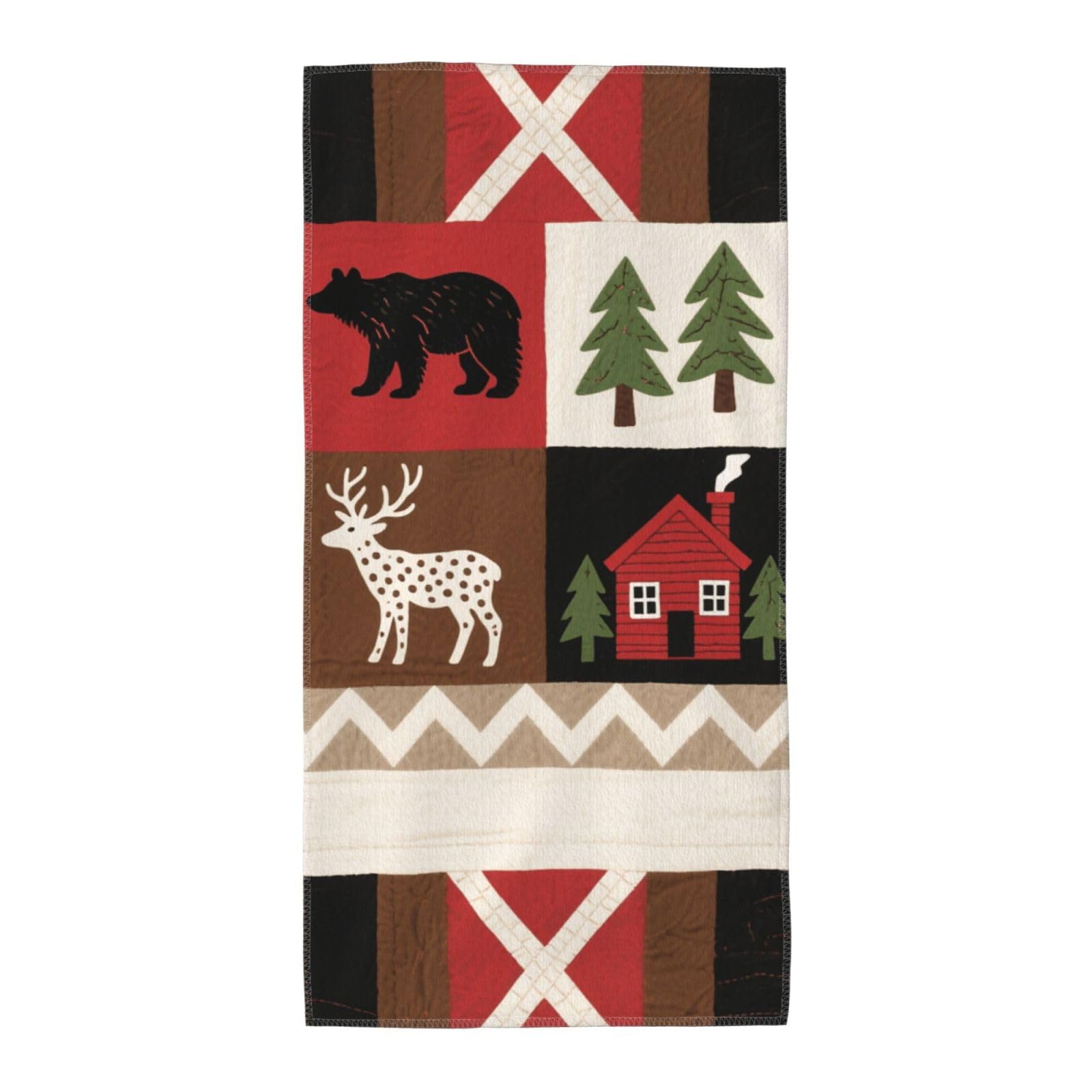 FekiLoot Absorbent Hand Towels 12"X24" Decorative Bathroom Towel Soft Microfiber Face Towel Bear Deer Ethnic Dish Kitchen Towels for Bathroom Kitchen Hotel Spa Bath Towels