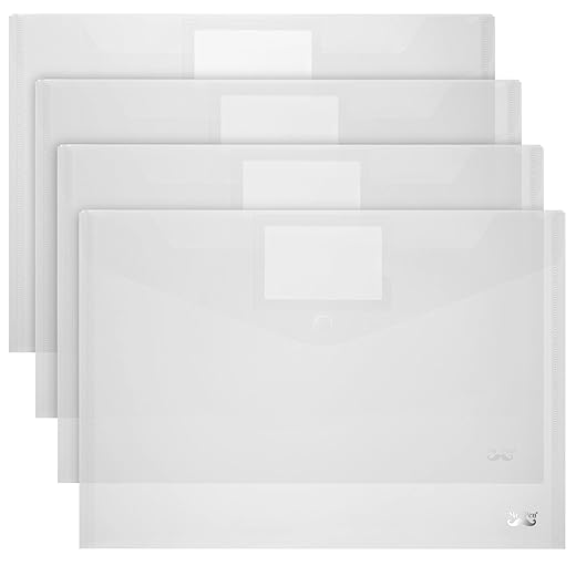 Mr. Pen- Clear Plastic Envelopes, 4 Pack, A4, Letter Size, Plastic Envelopes with Snap Closure, Poly Envelopes, Clear Plastic Folders, Plastic Document Holder, Plastic Envelopes, Clear Envelopes