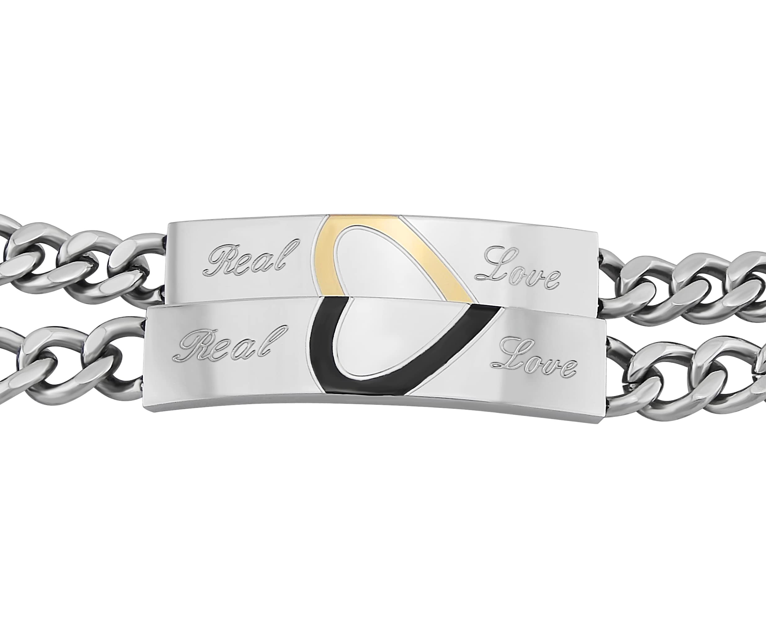 Pärchen Armband mit Gravur 2 Stück silber gold schwarz 22/21 cm | Armband personalisiert Edelstahl für Partner Familie Beste Freundin BFF | Partnerarmbänder 2er Set Armbänder für Paare