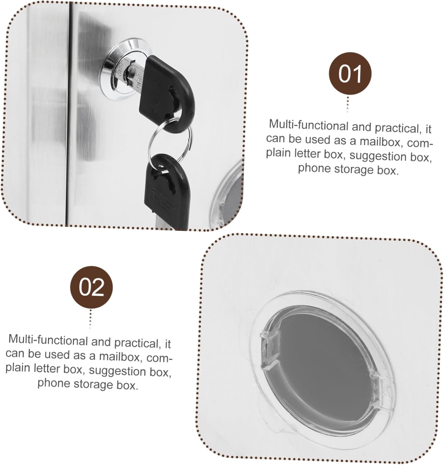 Angoily Lockable Wall Mount Mailbox Stainless Steel Suggestion and Complaint Box with Transparent Slot for Secure Outdoor Use Durable Multi Functional Donation and Report Storage for Home