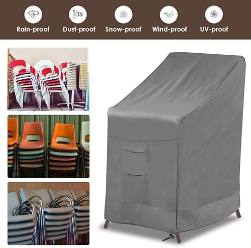 Miniatura 6 de Vailge Funda apilable para silla de patio, 100% impermeable, funda para silla de exterior, fundas de muebles de patio de alta resistencia, se adapta