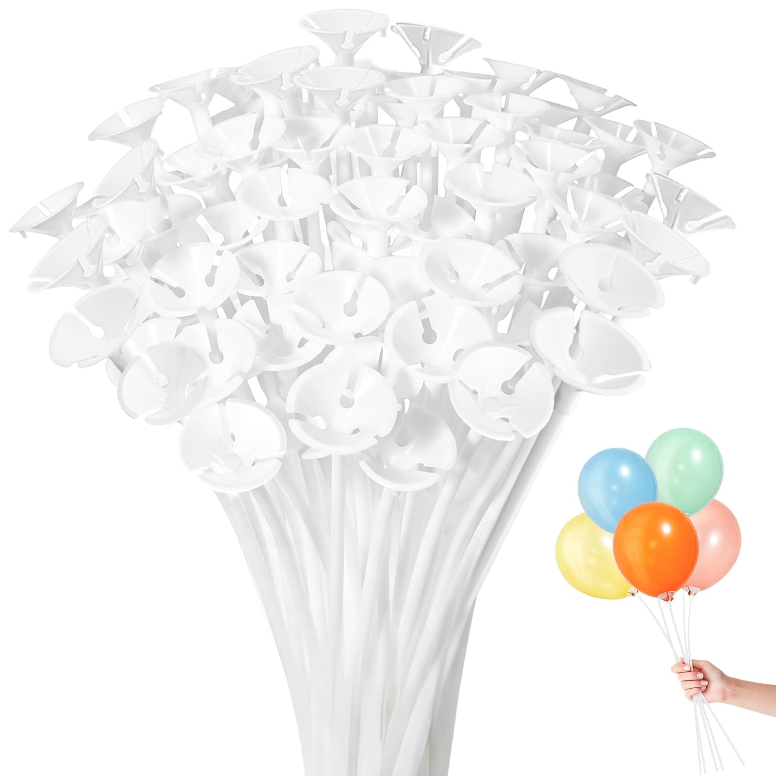 Balloon Sticks and Holders 120, 32cm White Balloon Stands for Foil