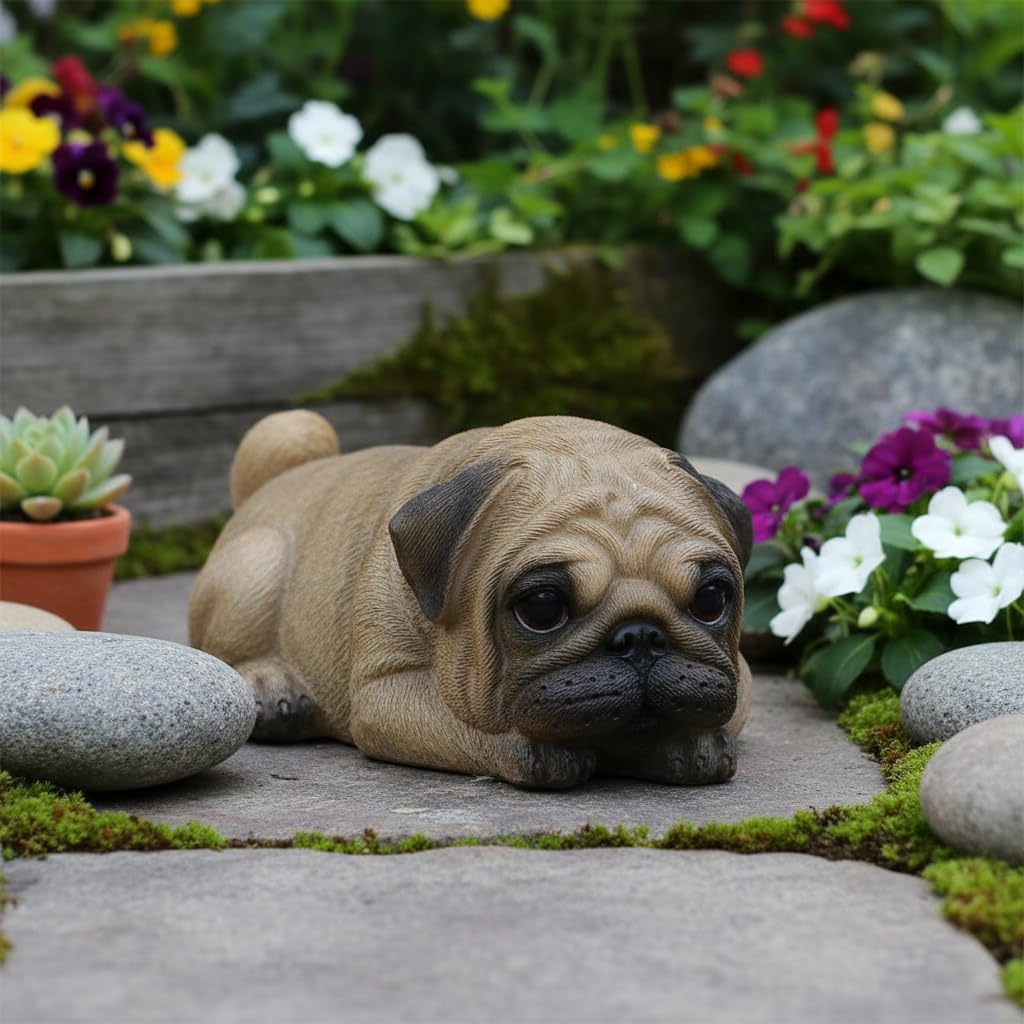 Comfy Hour Doggyland 5.6" Lying Pug Figurine, Fawn Brown, Polyresin Dog Statue, Cute Sleeping Pug Puppy Sculpture, Home Decor, Desk Tabletop Ornament, Gift for Dog Lovers - Image 3