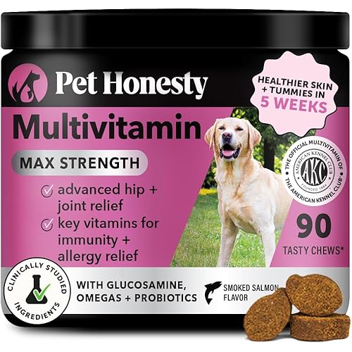 Dog Multivitamin Max Strength - 15 in 1 Vitamins for Health & Heart - Essentials Fish Oil, Glucosamine, Probiotics, Omega Fish Oil - Multivitamins Supplements for Skin and Coat