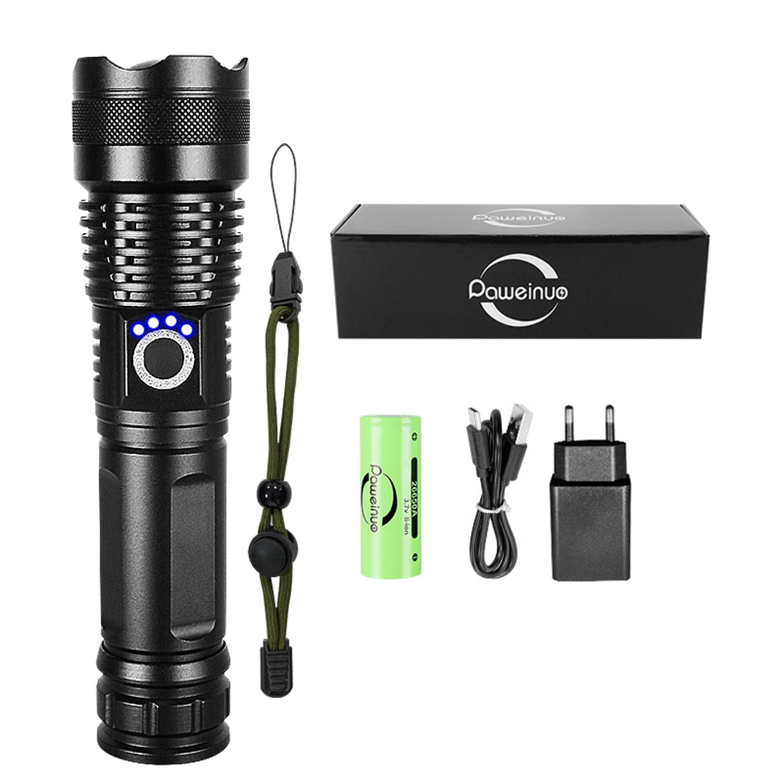 DazulI Linternas De Alto Lúmenes Recargables, Linternas LED De Alta Potencia Fluorescencia Potente Linterna 4000 M Recargable XHP360 Para Emergencia Camping Senderismo