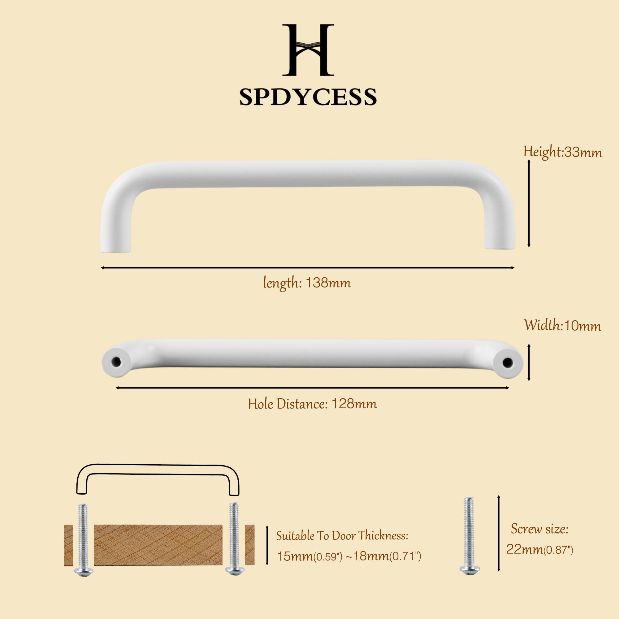 SPDYCESS 4 Pieces Kitchen Cupboard Handles White, Pull Handles for Kitchen Cabinet Wardrobe Shower Door Drawer Furniture - Image 2