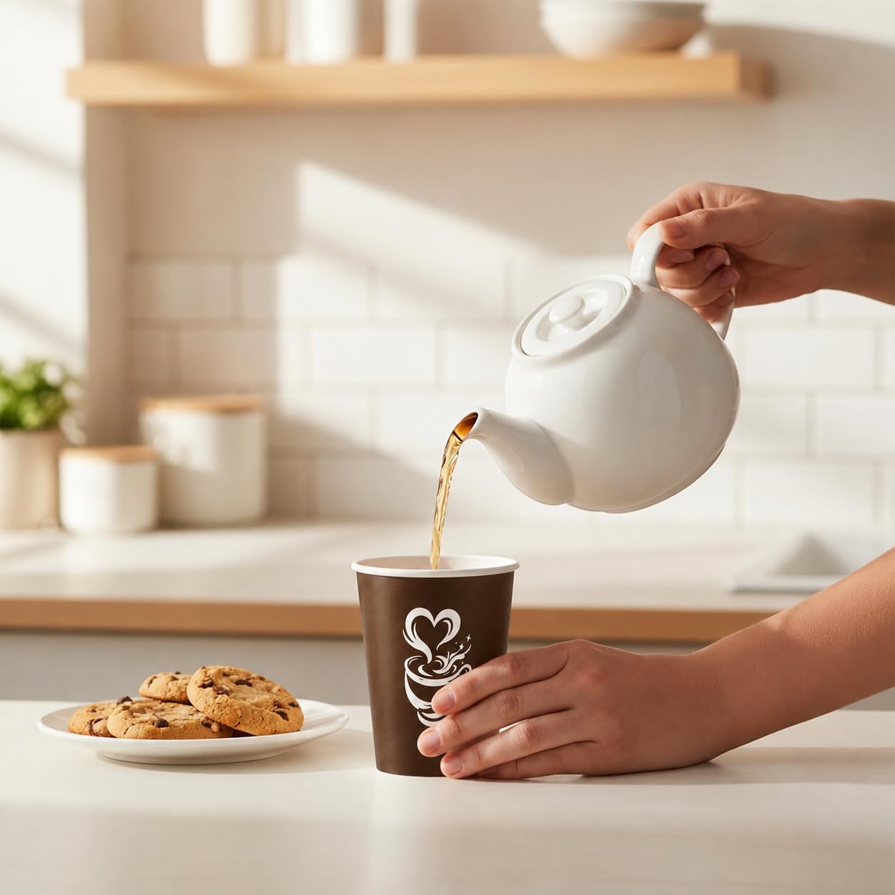 Lot de 1000 gobelets jetables Marron Barista 8 oz (240 ml / 24 cl) – renforcé 6,0 g par unité, résistants à la chaleur, idéals pour professionnels, cafés, bureaux et événements
