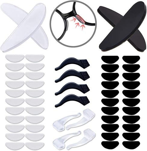 24 pares de almohadillas de nariz para gafas, 24 pares de almohadillas adhesivas de silicona antideslizantes para anteojos, gafas de sol