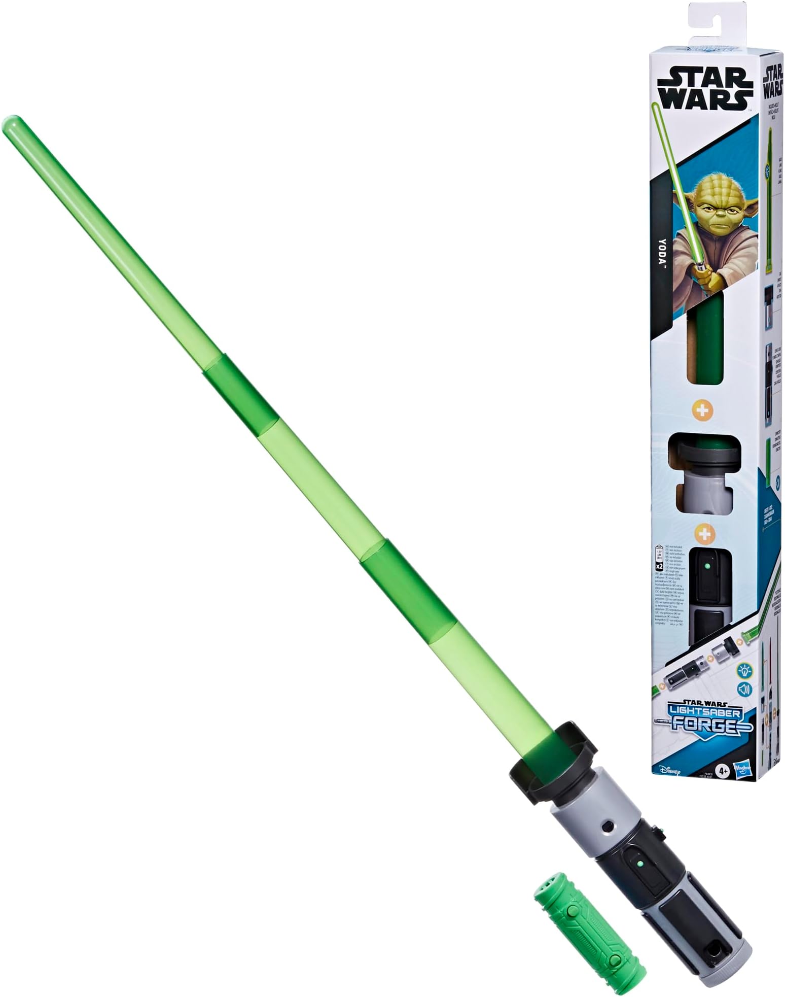 Lightsaber Forge Yoda, Green Customizable Electronic Lightsaber, Toys for 4 Year Old Boys and Girls