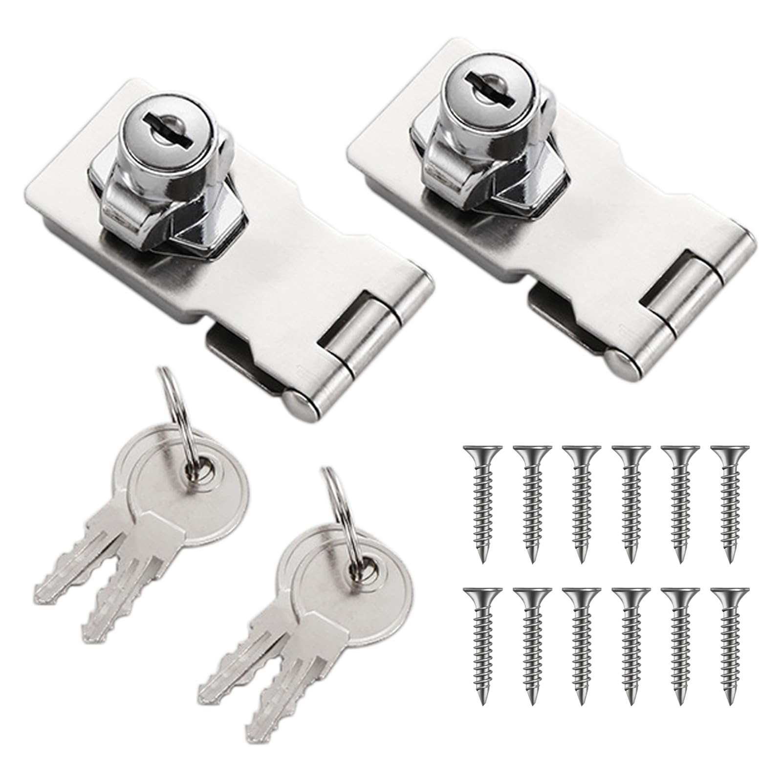 3.35 Inch Keyed Hasp Latch Lock, Knob Locking Hasp,Hasp Latches Lock Padlock Latches with Screws Locking Hasp for Cabinet Drawer,2 Pack
