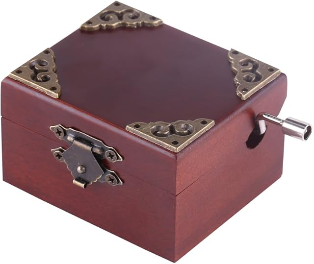 HERCHR Vintage Music Box, Wood Carved Mechanism Musical Box Gift Hand Cranked Music Box for Christmas, Valentine's day, Birthday, Edelweiss