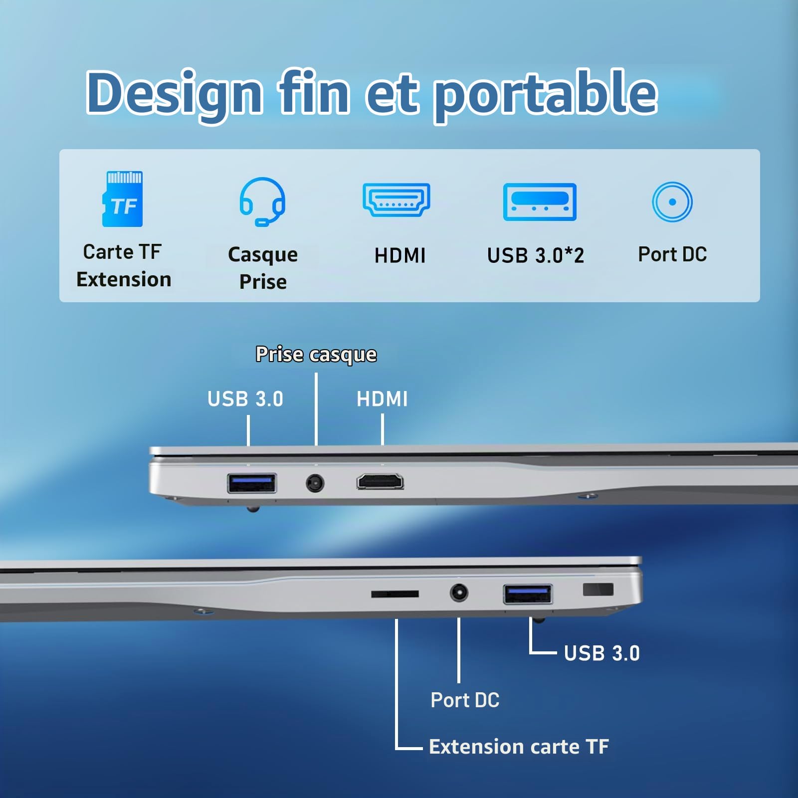 15,6 Pouces Ordinateur Portable avec Celeron N150 Processeur, PC Portable Win 11 16Go DDR4 RAM 512Go SSD, Laptop avec Clavier Rétroéclairé/Déverrouillage Empreinte Digitale, Laptop WiFI5 USB3.0 HDMI