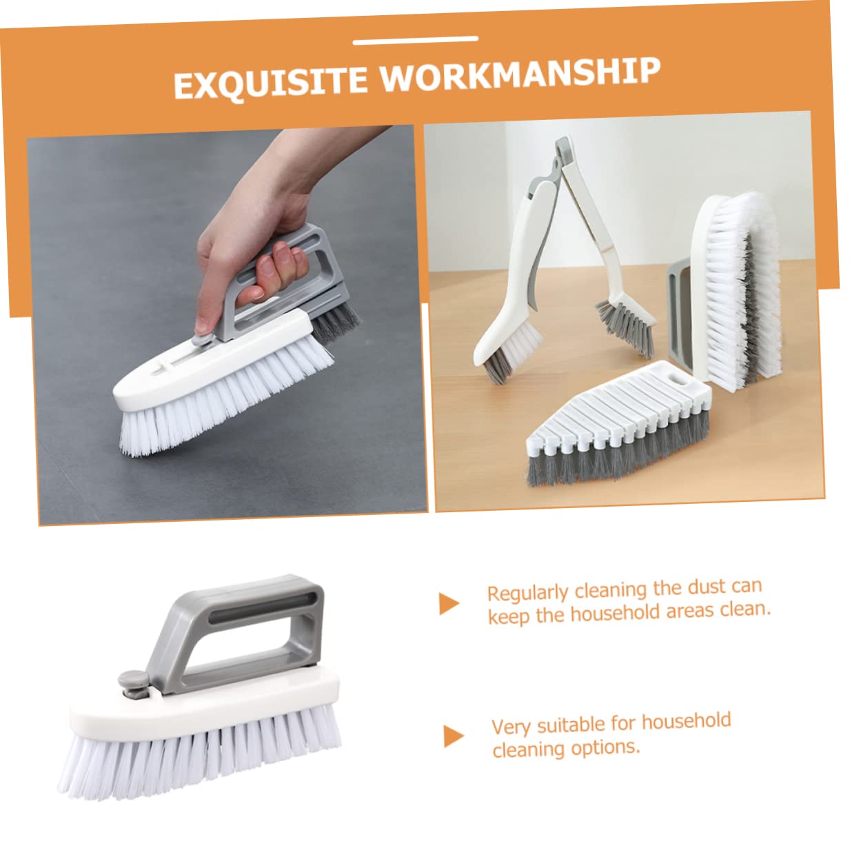 Mobestech 2piezas Escobilla De Limpieza De Ranuras y Grietas Cepillo Desmontable para Suelos Azulejos y Rincones Utensilios De Limpieza Multifuncionales