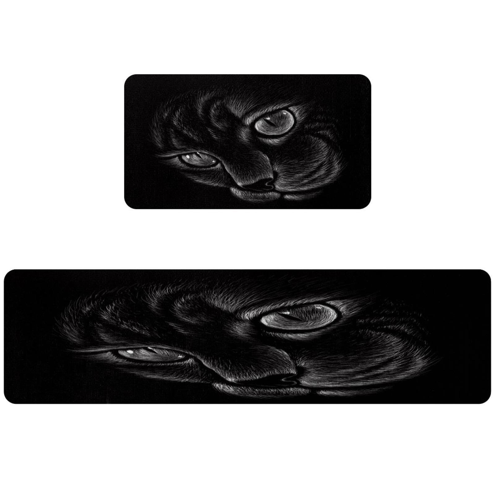 Alfombrillas de cocina de gato negro VAPOKF lavables y antideslizantes para el hogar