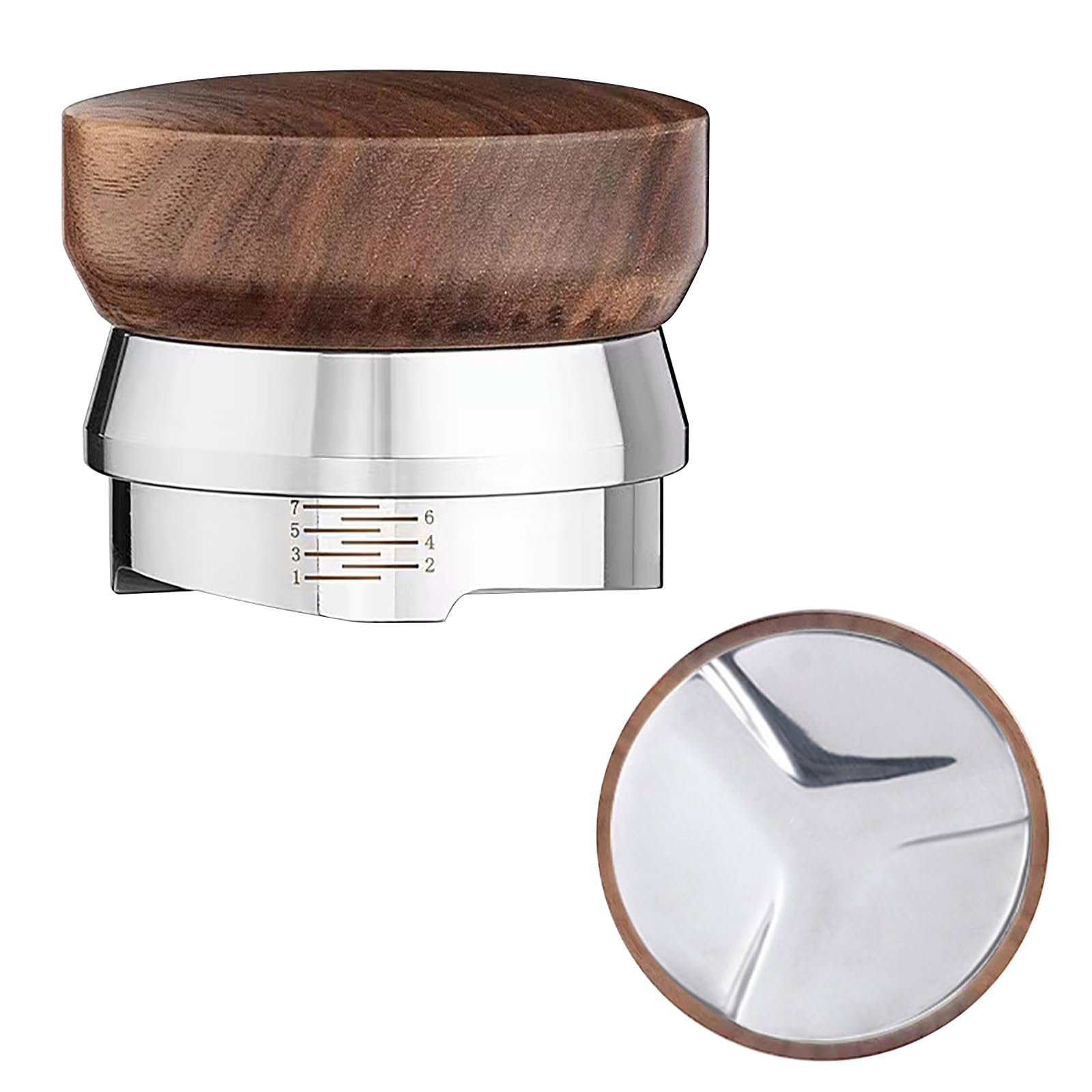APGLSXY Ergonomic Coffee Distributor with Wood Handle for Even Grounds Distribution Stainless Steel Base Espresso Leveler Rosewood Espresso Tamper Coffee Enthusiasts